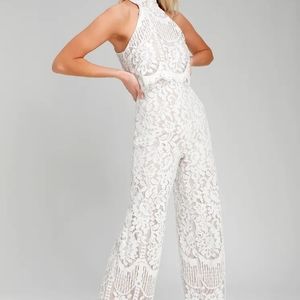 White and nude jumpsuit